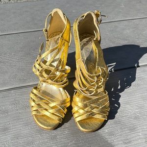 Juicy Couture vintage gold woven heels MADE IN ITALY